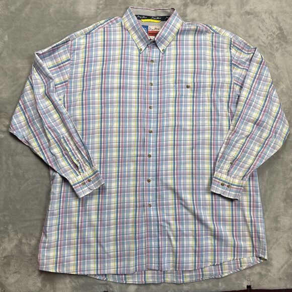 Wrangler George Strait Cowboy Cut Plaid Button-Down Shirt Men’s 4XT Pink Blue - Picture 1 of 6